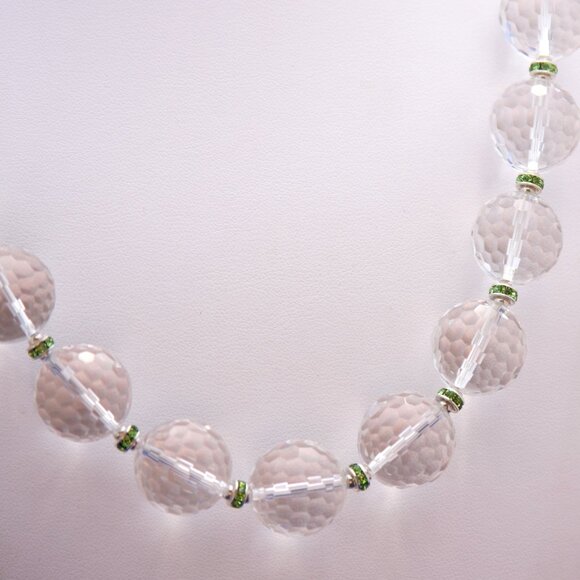 Vintage Quartz Crystal and Peridot CZ Necklace - Picture 3 of 5